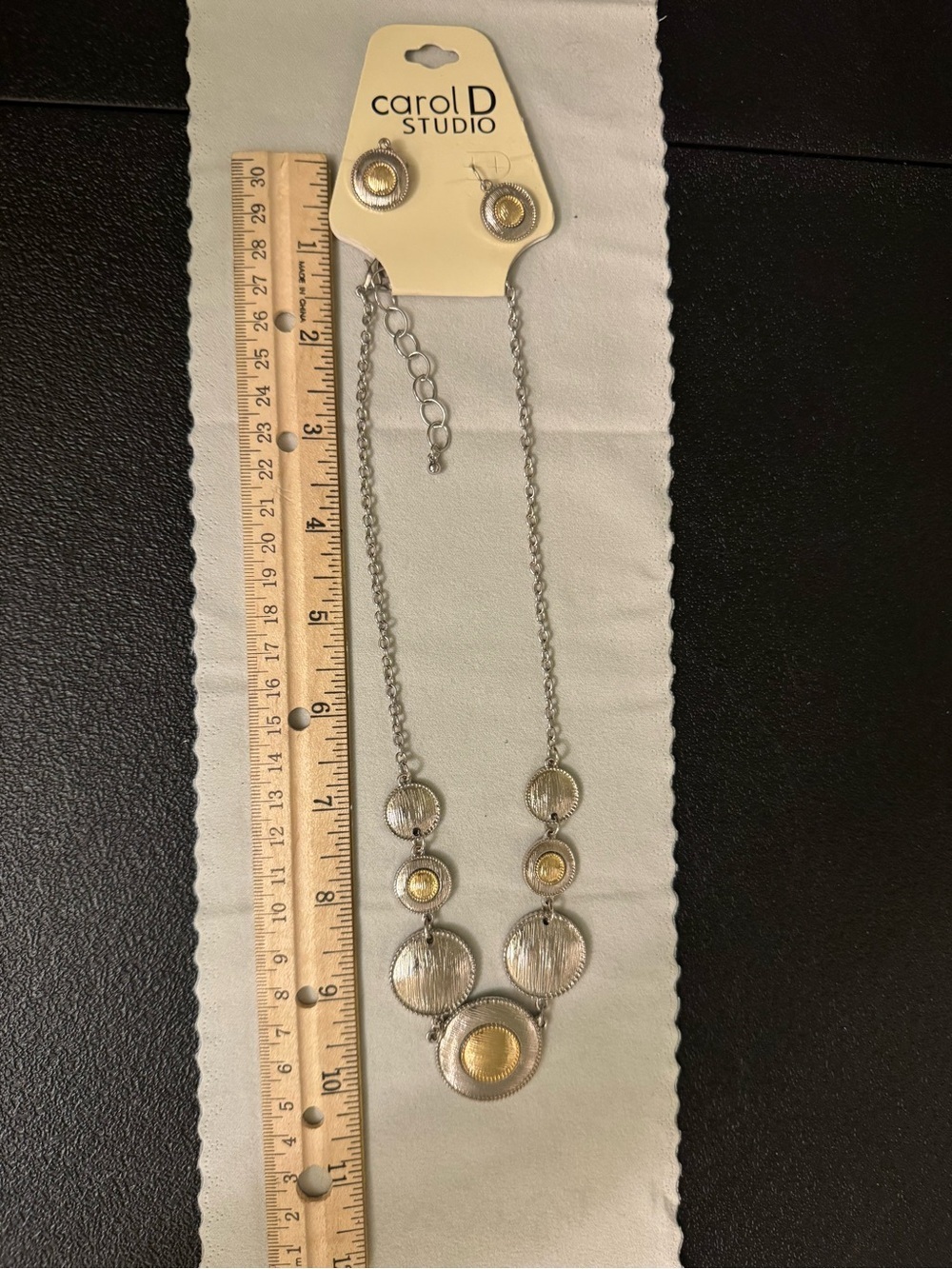 Two-Tone Silver & Gold Disc Necklace & Earring Set